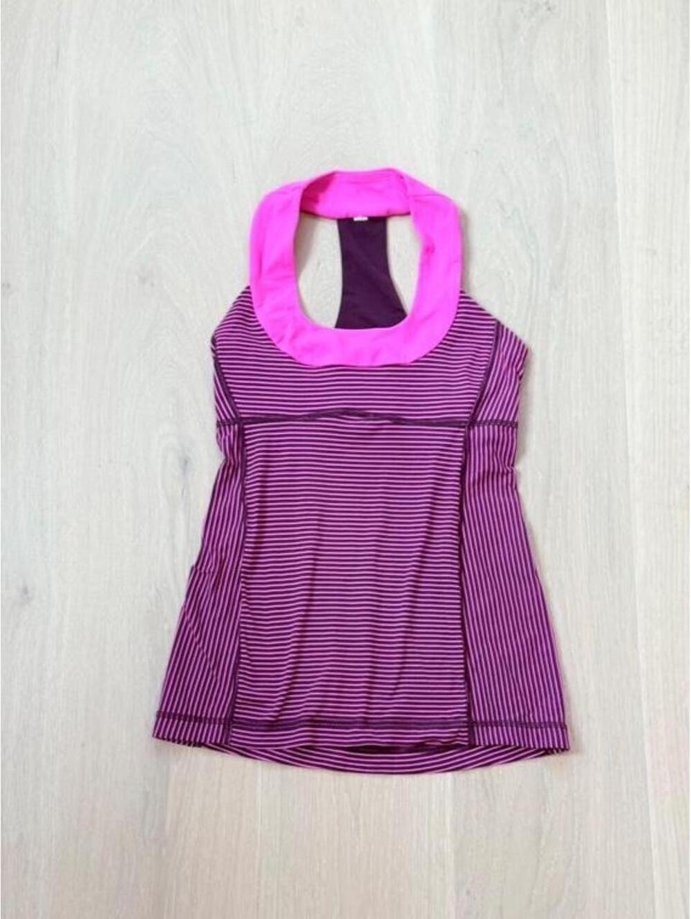 Vintage Lululemon Babydoll Striped Tank Hot Pink Brown Fits 4-6